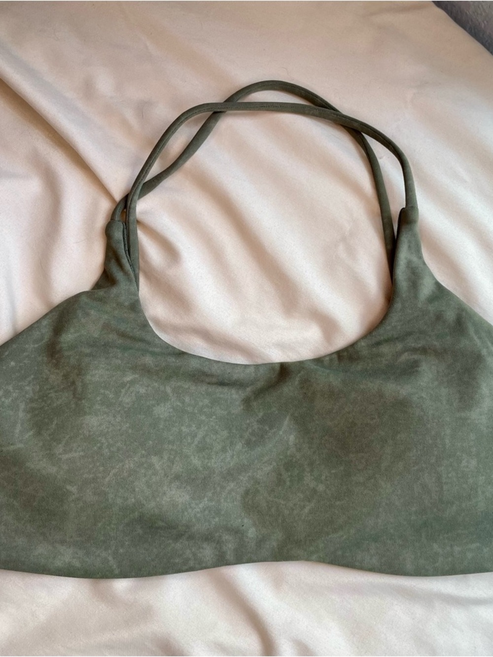 Aurola Olive Green Two-Tone Strappy Bralette Sports Bra Women's Size XS
